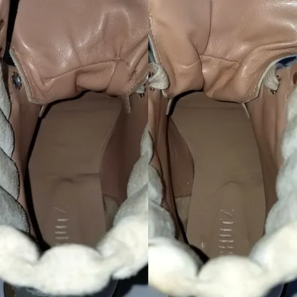 SCHUTZ Women's Sutton Leather Lace Up Hiker Boots Oyster 8.5 Beige Booties - Picture 8 of 14